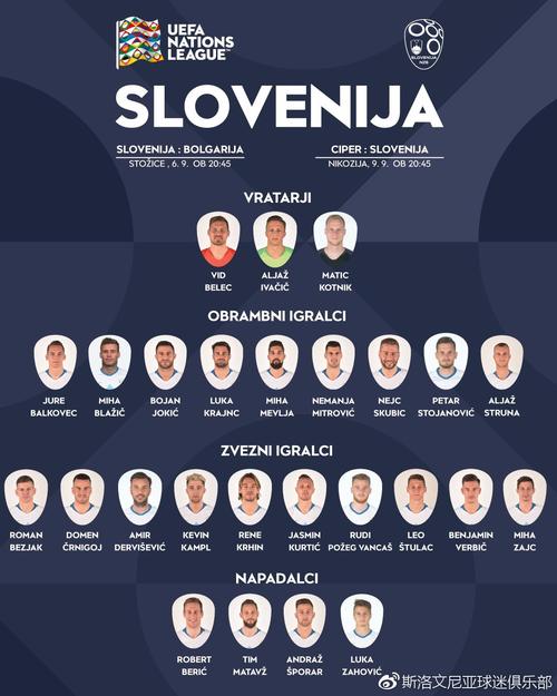 斯洛文尼亚队阵容名单